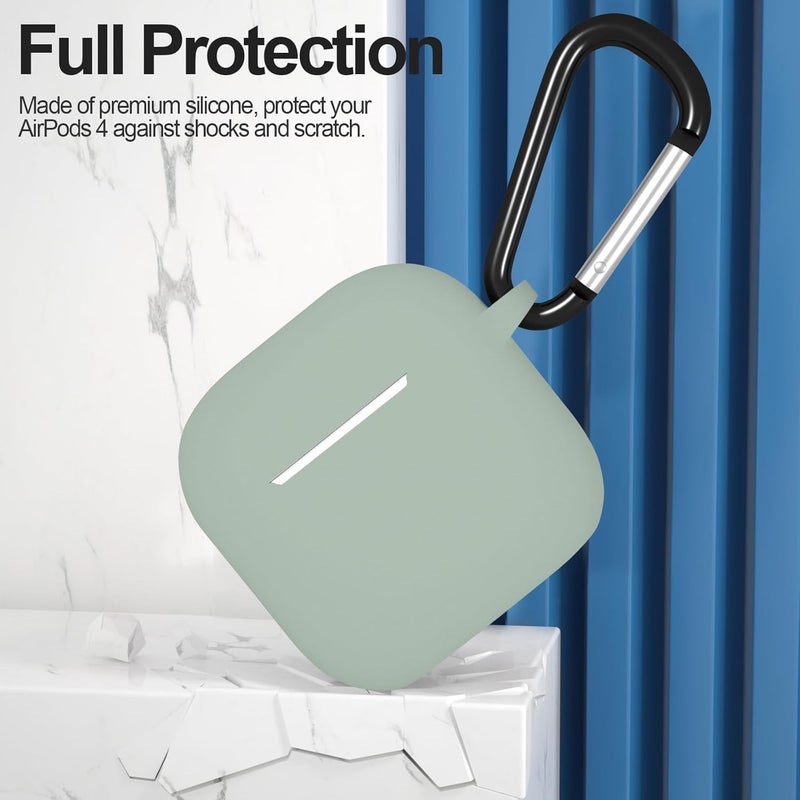 ATUAT Compatible with AirPods 4 Case Cover, Protective Silicone Skin Accessories with Keychain for Women Men for Apple AirPods 4th Generation Case(2024), Front LED Visible, Fog - Image 2